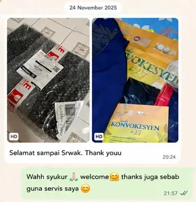 Tangkap layar mesej WhatsApp pelanggan