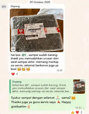 Tangkap layar mesej WhatsApp pelanggan